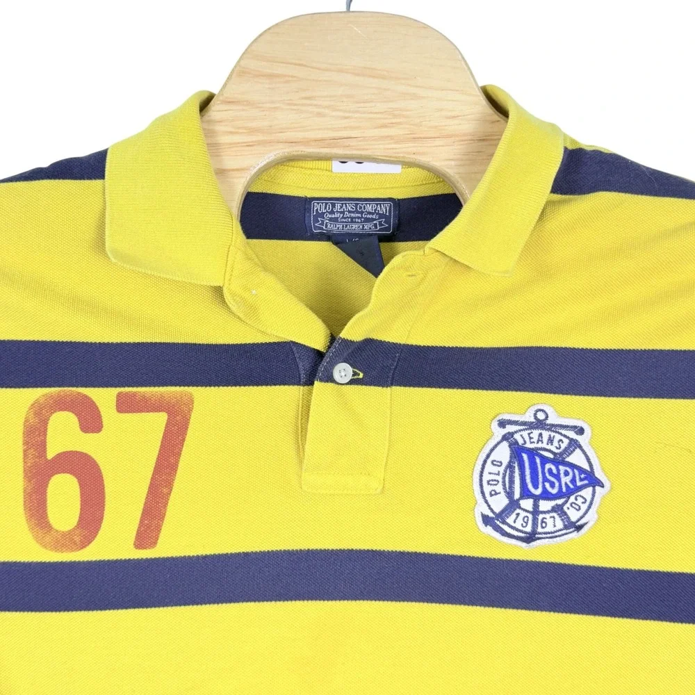 Vintage Polo Jeans Co Ralph Lauren Polo Men‎ Large Yellow Striped Crest Patch 67